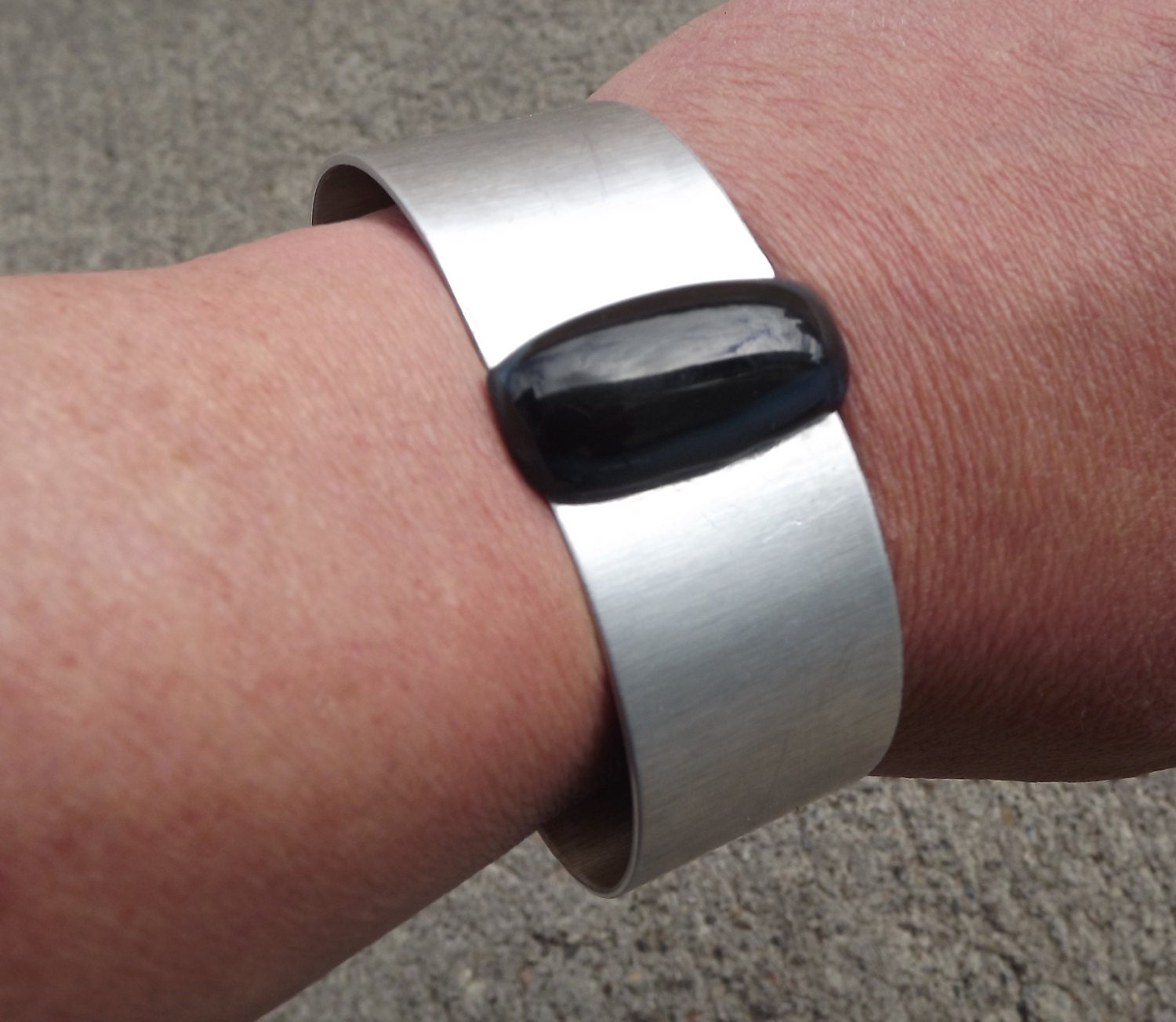Aluminum Fused Glass Cuff Bracelet