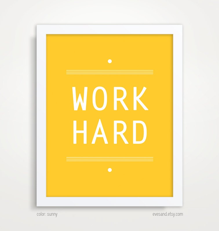 Work Hard Print, Typography Poster, Inspirational Quote Art, Motivational Poster, Modern Office Decor