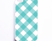 iPhone 4 Case - Teal Gingham - Summer Fashion Case