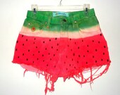 Watermelon Inspired High Waisted Ombre Shorts