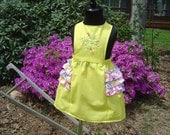 Yellow, tootie fruitie Sunsuit, with ruffles and embroidered front, comes with a diaper cover