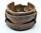 Real Soft Brown Leather Women Leather Jewelry Bangle Cuff Bracelet Men Leather Bracelet  1534A