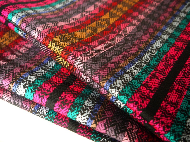 South American Fabric, Peruvian Fabric, Woven, Tribal Zig Zag Stripes, 1 Yard