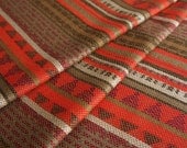 Aztec Fabric, Peruvian Fabric, Woven, Red Orange Geo Stripes, 1 Yard