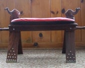 Vintage Camel Saddle Footstool With Original Cushion
