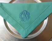 Monogrammed Set of 6 Linen-Like Hemstitched 20x20" Dinner Napkins, font shown MASTER CIRCLE