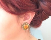 Vintage Signed ART Topaz Clip On Earrings/Art Deco