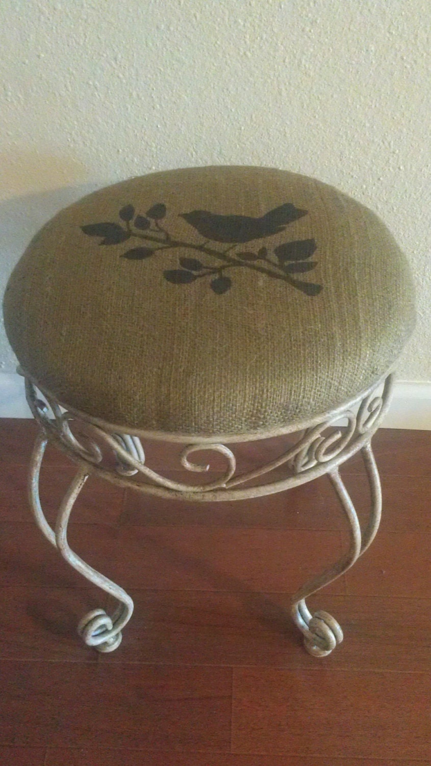 Burlap Birdie Stool