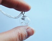 Mini Dandelion Necklace Petite Dandelion Seeds Make A Wish Small Glass Bead Orb Silver Necklace Botanical  Globe Beadwork