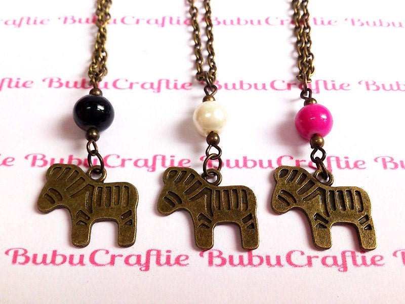 Little Zebra and Bead Charm Necklace