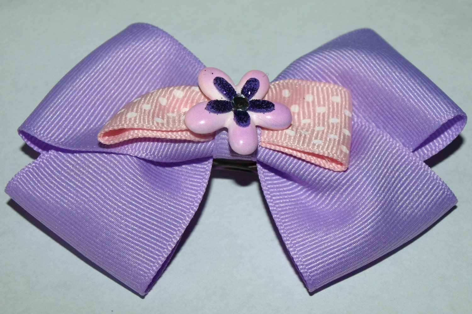 lavender hair bow- spring flower accessories- Easter barrette