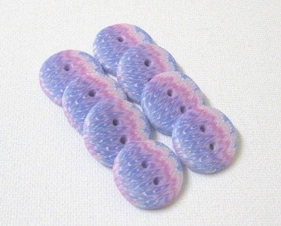 8 Round Sewing Buttons Shades of Lavender and Pink