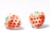 porcelain strawberry stud earrings
