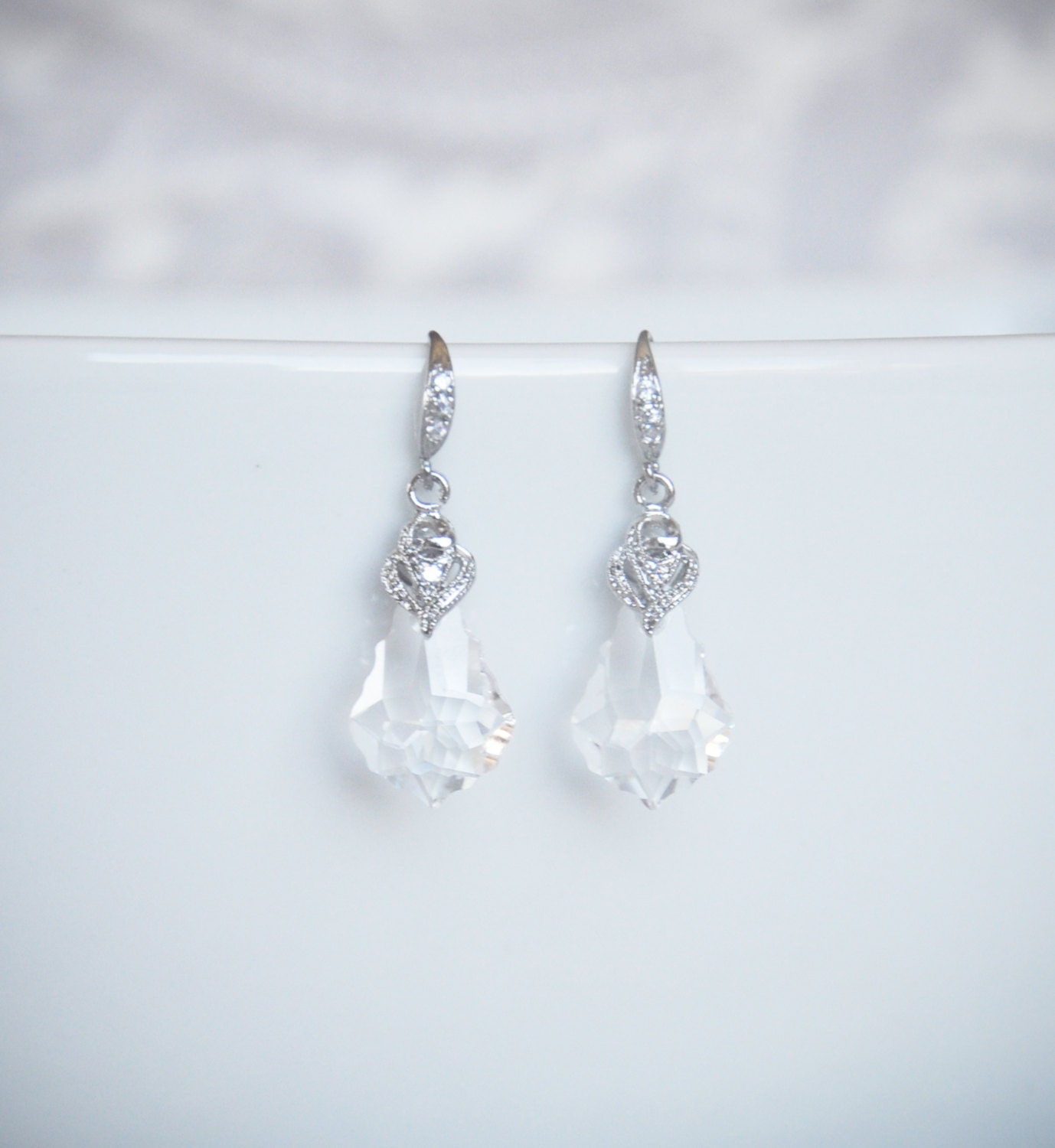 Bridal Earrings with Pave Cubic Zirconia, Chandelier Rhinestone Bridal Earrings, Swarovski Crystal Earrings, Baroque Vintage Style