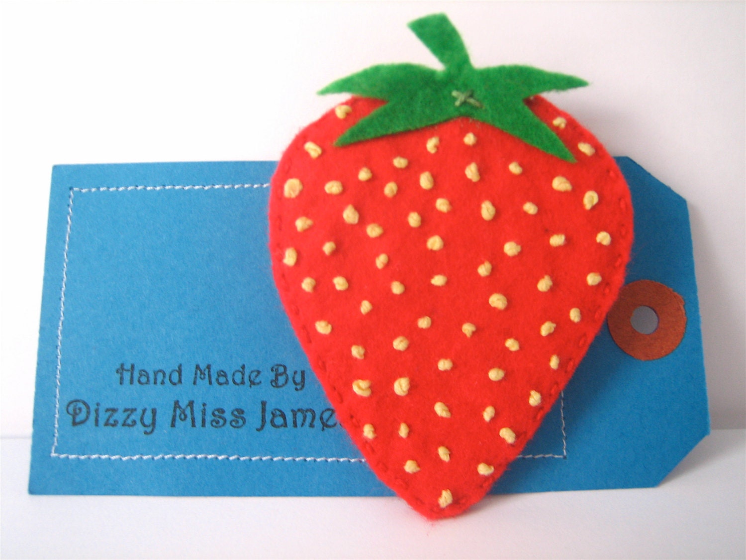 Strawberry Hand Embroidered Felt Applique Brooch