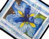 Iris Flower Blue and Yellow Abstract Mixed Media Original