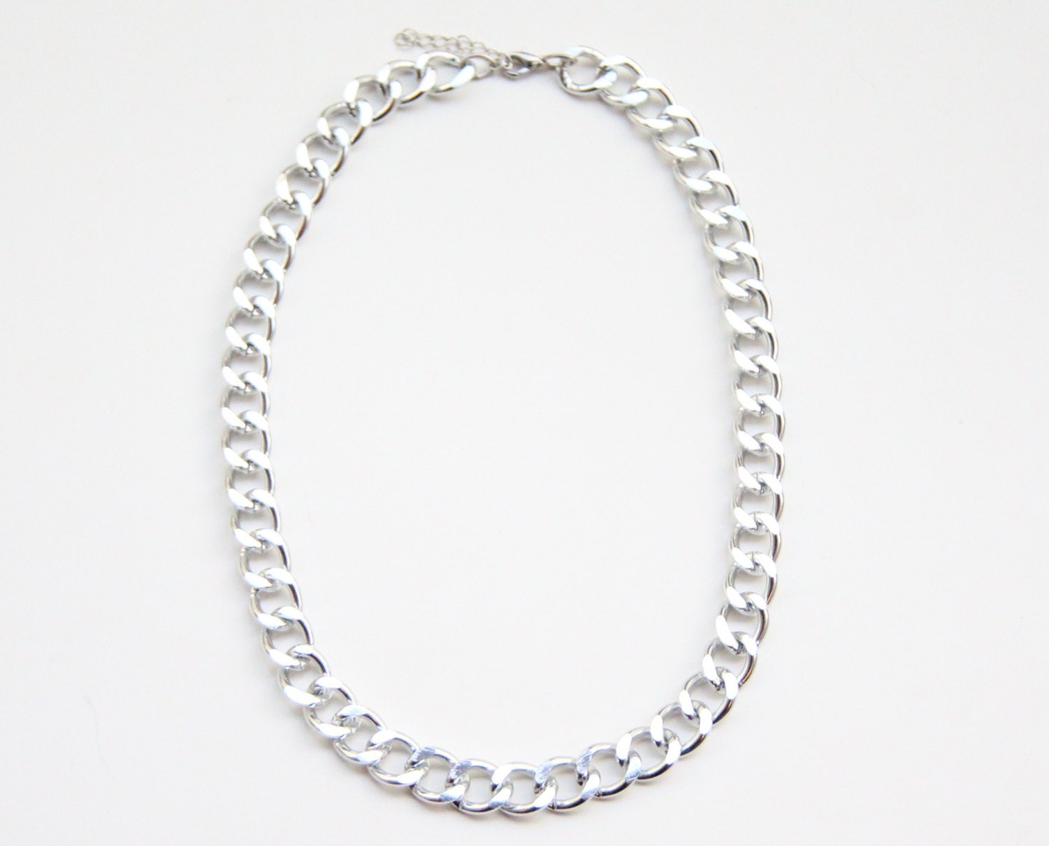 Chunky Chain necklace - Silver plated statement bib