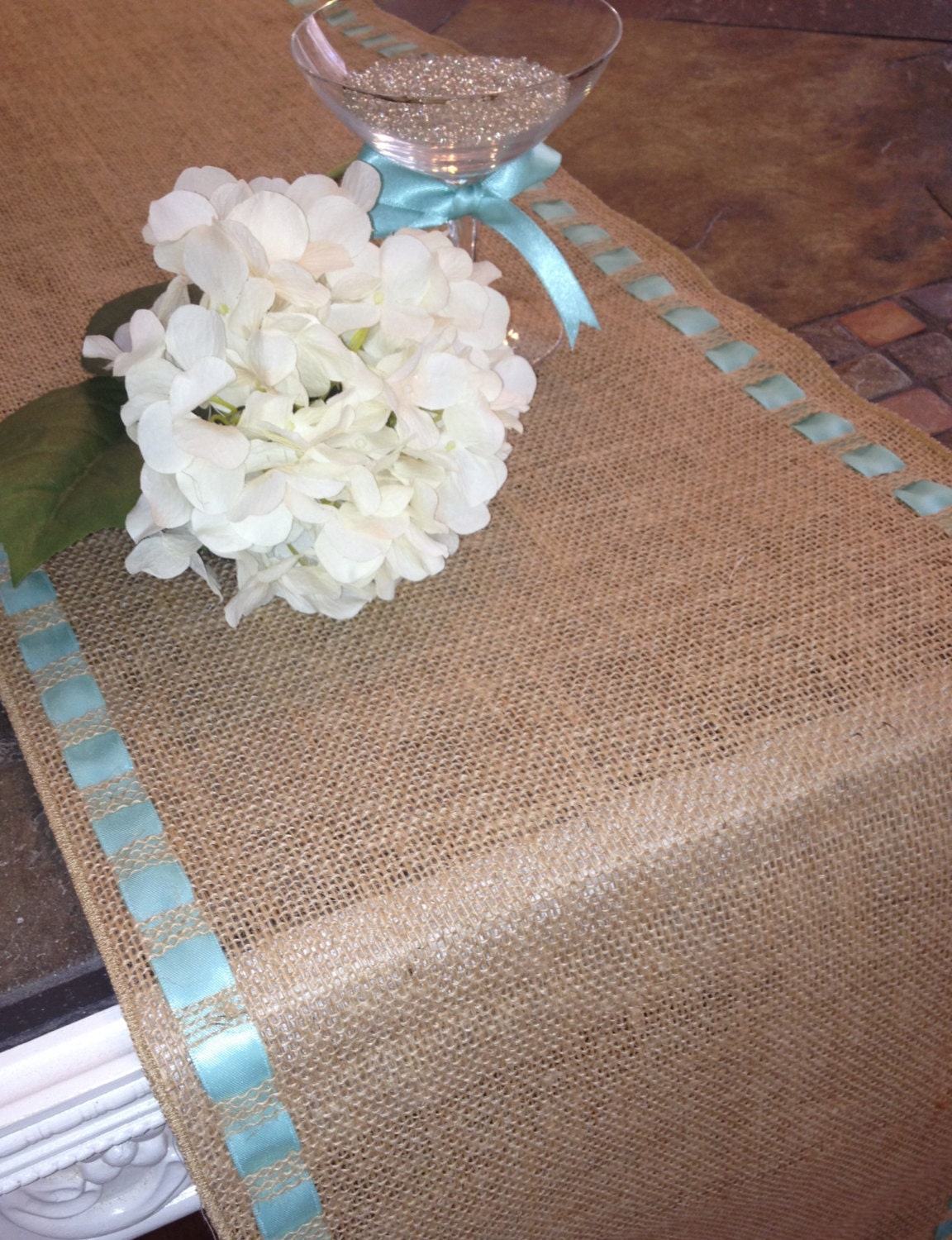 Premium Ribbon Burlap Table Runner - 12" wide by 60" long Natural Burlap - Easter - Holiday - Wedding or Party -  burlap runners
