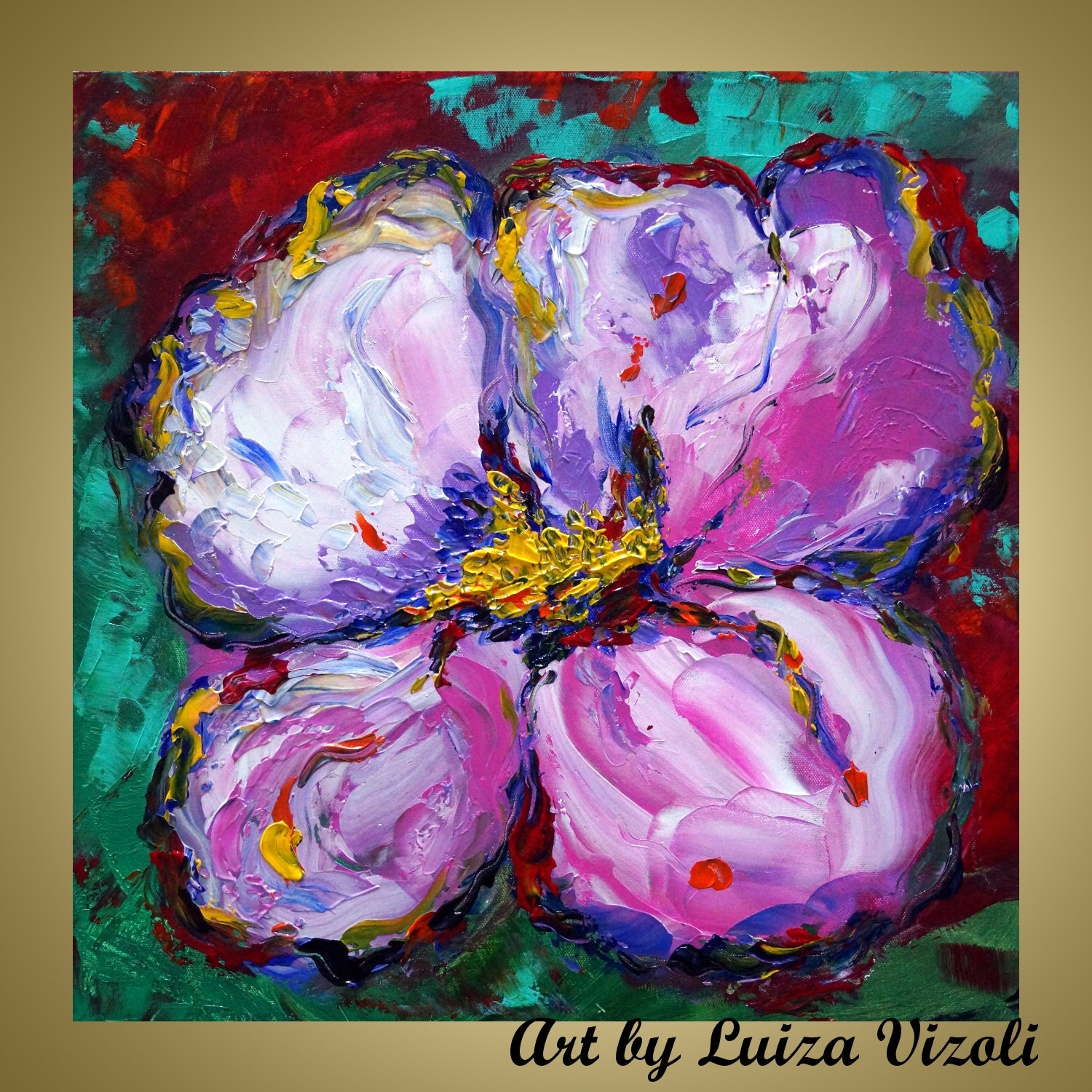 Abstract Flower Pink Poppy Large print on canvas ready to hang modern wall fine art