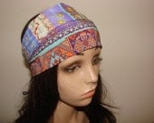 Turban Headband jersey knit,Yoga Headband, Blue Purple Orange Multicolor Bohemian Adult Woman tribal boho hippie head wrap, head scarf