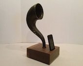 Acoustic iPhone Speaker Dock Utilizing a Vintage Antique Gooseneck for a Gramophone Horn -Ready to Ship-