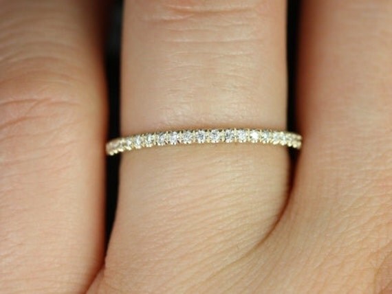 14kt Yellow Gold Matching Band to Romani Split Comb Halfway Eternity Band (Other Metals and Stone Options Available)