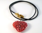 Red Heart Necklace, Red Necklace