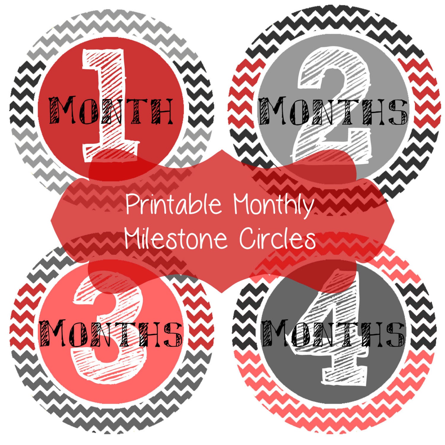 INSTANT DOWNLOAD - Printable Baby Boy Monthly Milestone Circles