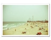 Jersey Shore Summer Photograph, Fun Town Pier and the Seaside Heights Beach, Amusement Park and Ocean, New Jersey, 8x12