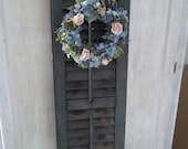 wooden shutter green  Vintage architectural  old   distressed salvaged shutter  new england  connecticut cottage shutters by hermina's