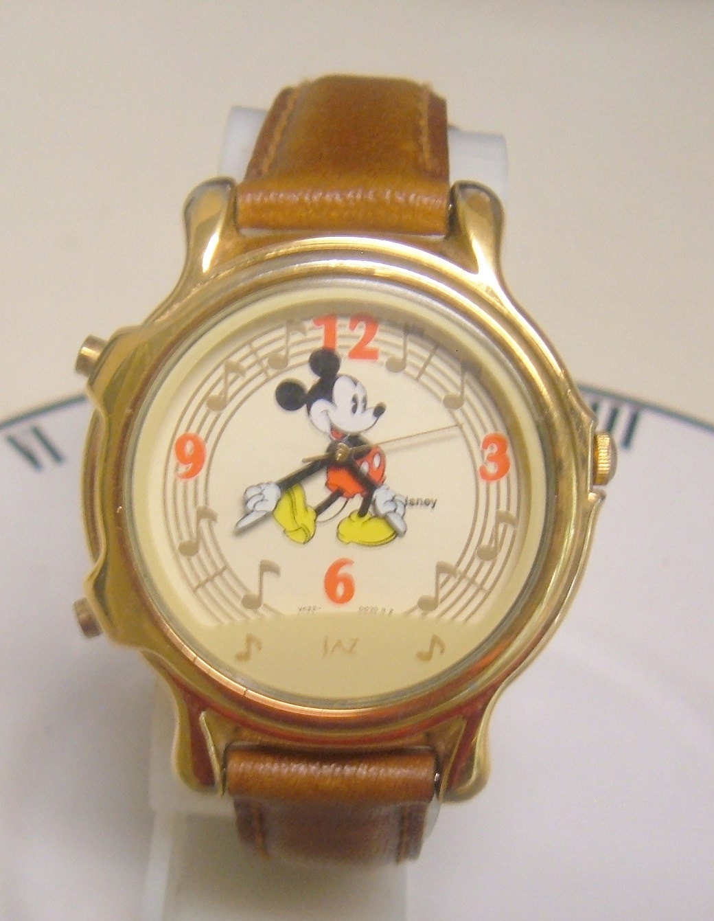 Rare, Vintage, Disney JAZ Mickey Mouse Musical Watch, Keeps Good Time, Looks Good