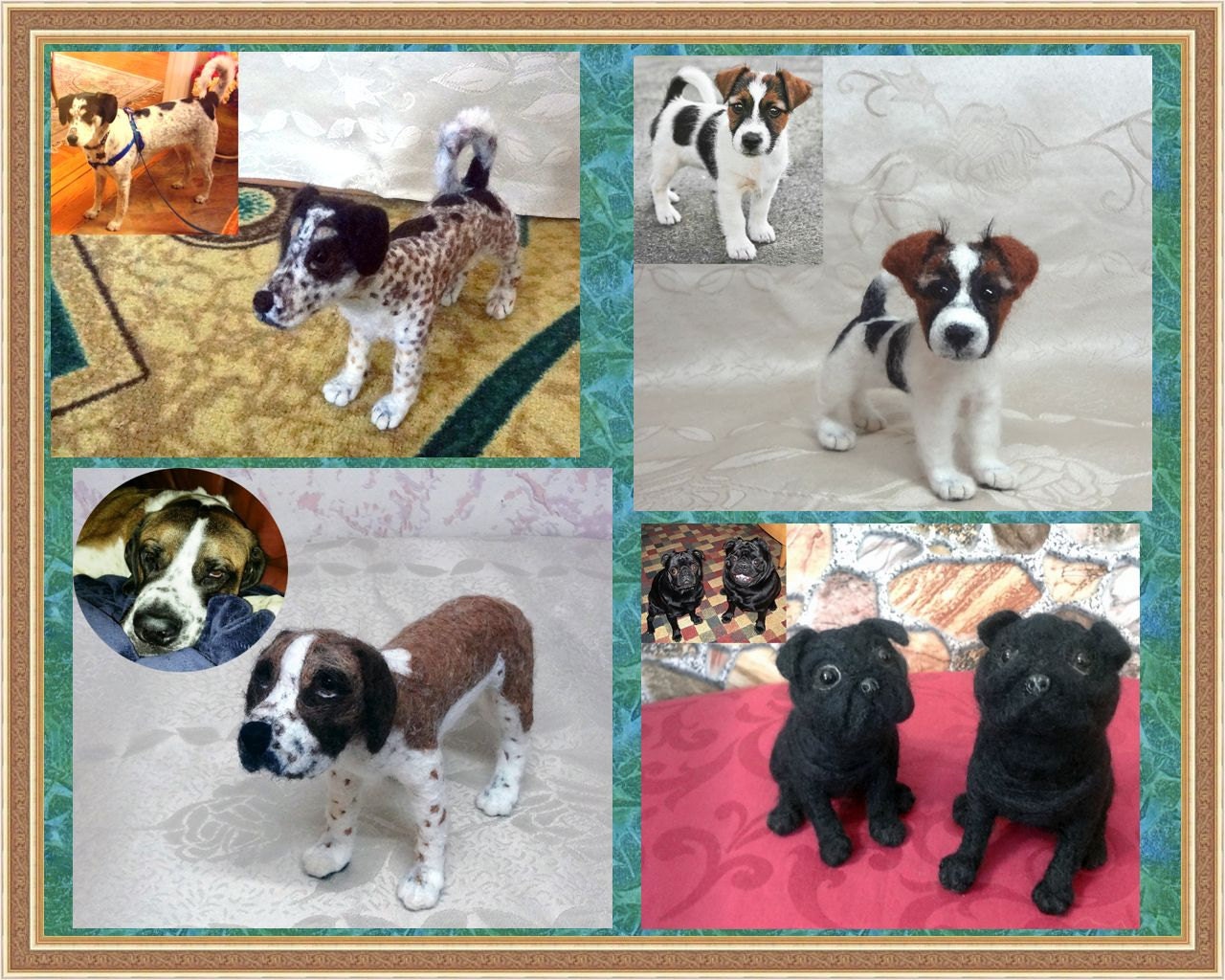 Custom Sculptural Portrait - Copy Your Dog Pet - Needle Felting 7-8 inches