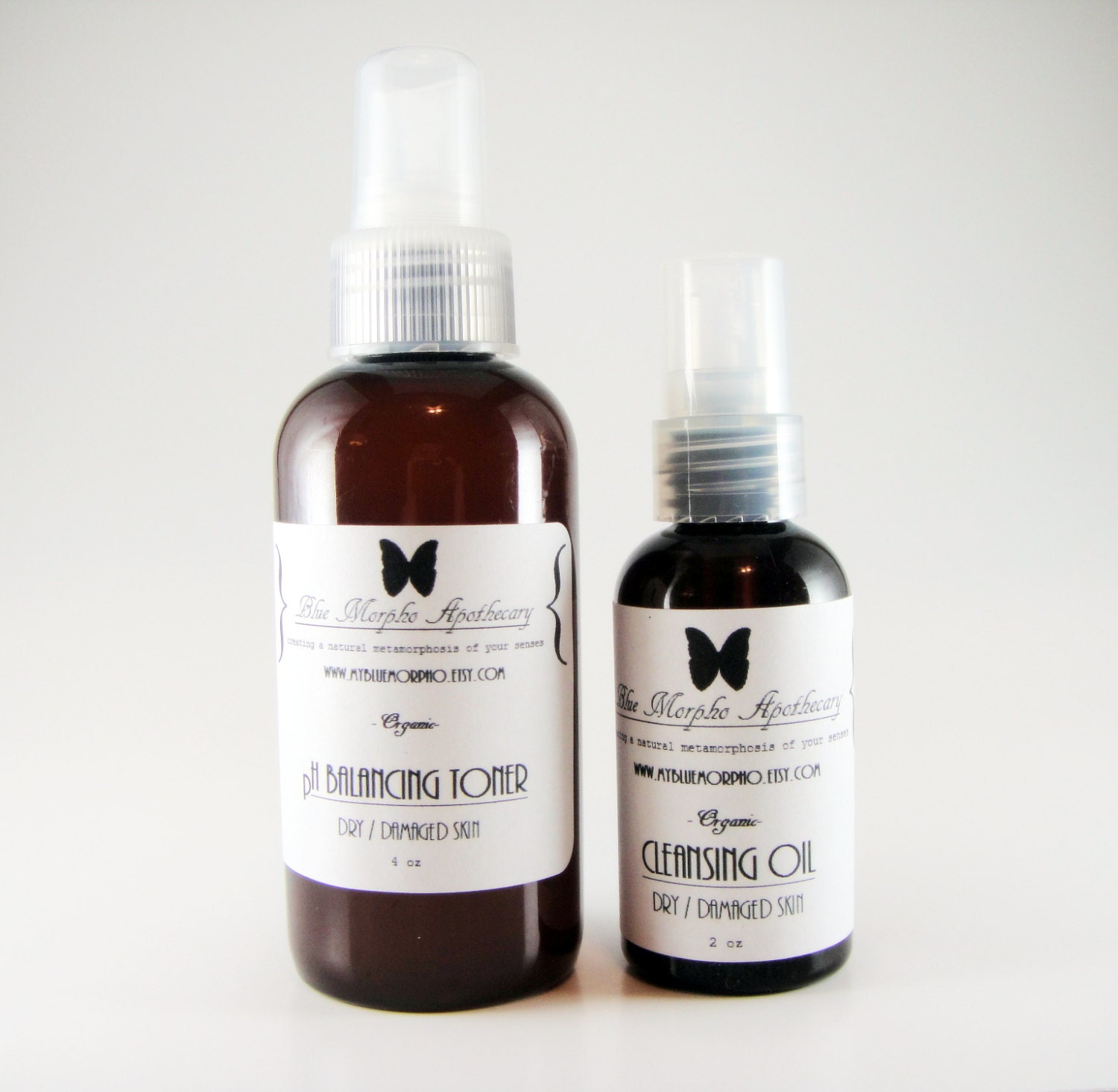 GIFT SET: Organic Oil Cleanser & Toner for Dry, Damaged, Mature Skin
