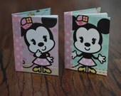 Miniature Sketchbook (S) 'Little Mouse' in pink & blue, with blank pages (MSD/tiny sized) for dolls