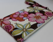 Small zip clutch wristlet padded purse wallet  cell phone case padded