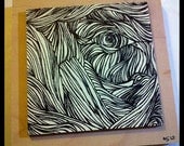 Within. Original art. Sharpie on clayboard. Mounted on wood.