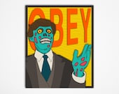 THEY LIVE, 8X10 Art Print, Modern Movie Poster Pop Artwork for the home wall decor by Modern Artist Jazzberry Blue