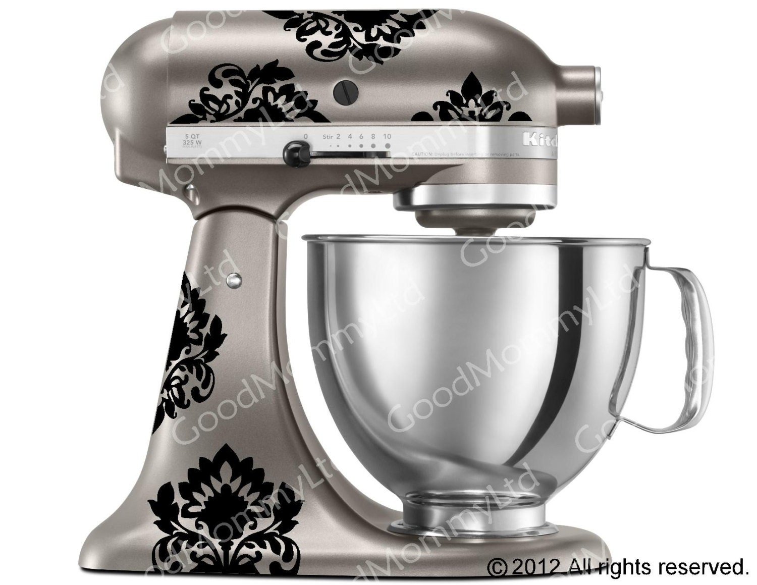 KitchenAid Mixer Damask Decals - Vinyl Sticker for Stand Up Mixer Kitchen Appliance
