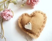 Rustic Ring Bearer Pillow,Vintage Shabby Chic Ring  Pillow,Wedding Pillow,Burlap Ring Bearer