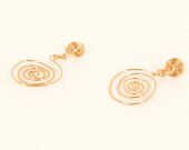 Womens Earrings: Copper Double Swirl Post Earrings 1735