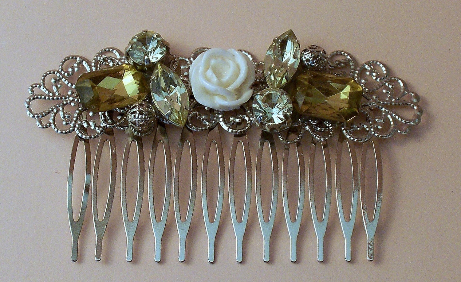 Green Crystal Rhinestone Comb, Wedding Hair Accessories, Wedding Hair Comb, Prom Hair Comb, Prom Hair Accessories, Vintage Style
