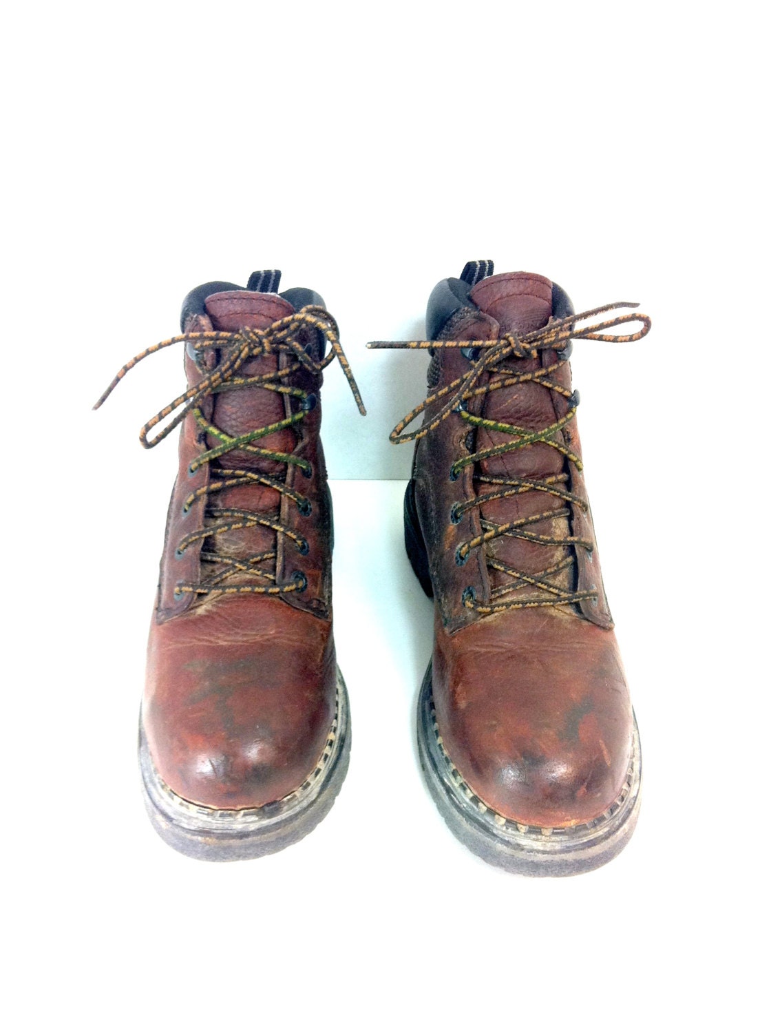 Red Wing Leather Hiking Boots 7 / Womens Steel Toe Boots 7 / Rustic Lace Up Boots 7