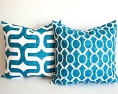 Teal blue pillow covers pair 18" x 18" cushion covers throw pillow cushion covers pillow cases