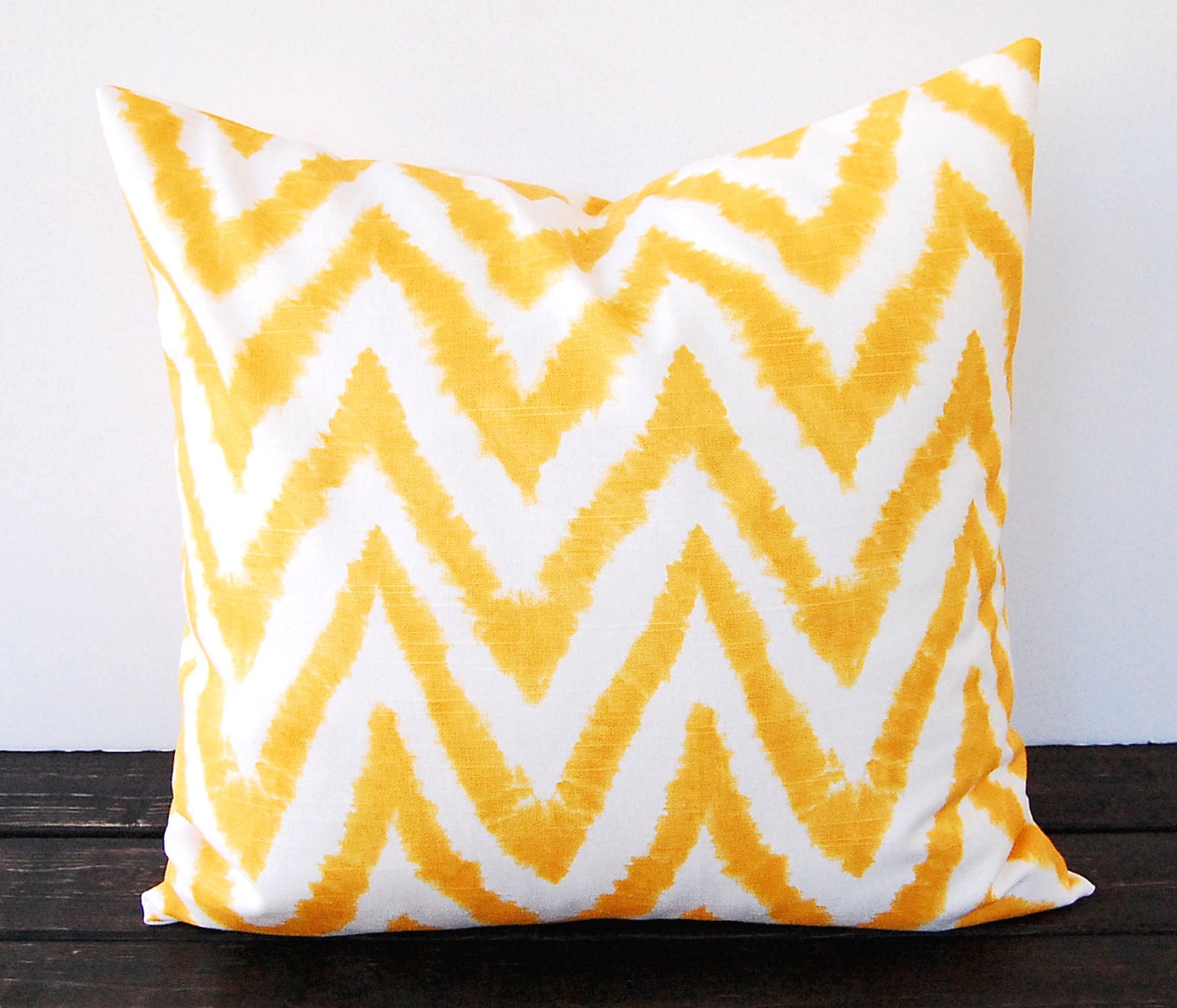 Yellow pillow cover 16" x 16" throw pillow covers mustard ikat cushion chevron pillow sham yellow home decor