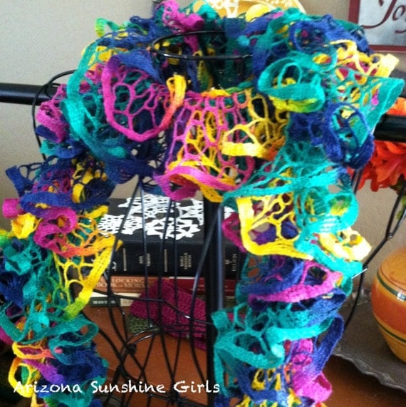 Rainbow Ruffle Scarf from Arizona Sunshine GIrls