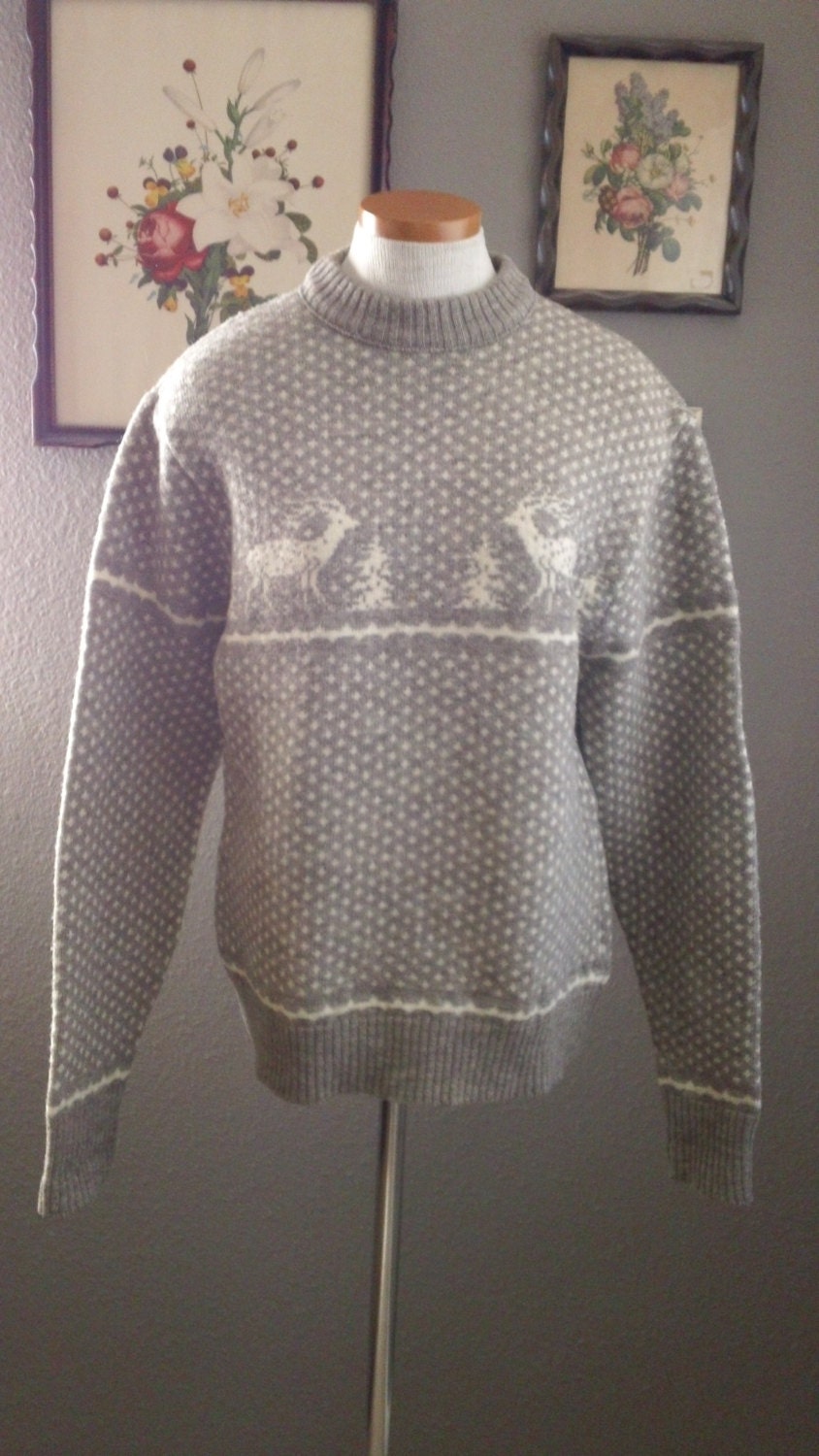 70s Neutral Tone Wood Ski Lodge Sweater