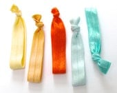 Aqua and Tangerine Hair Tie Set