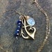 Anchors Away Pendant Charm Necklace with Lapis Guitar String Charm and Moonstone Briolette