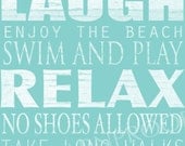BEACH Sign, Cottage Rules Canvas, Personalized Canvas word art 12x24,  Family Rules, Lakehouse