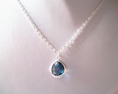 Sapphire Necklace -- September Birthstone, Bride/Bridesmaids Gift, Wedding, Birthday, Bezel Connector, Pendant